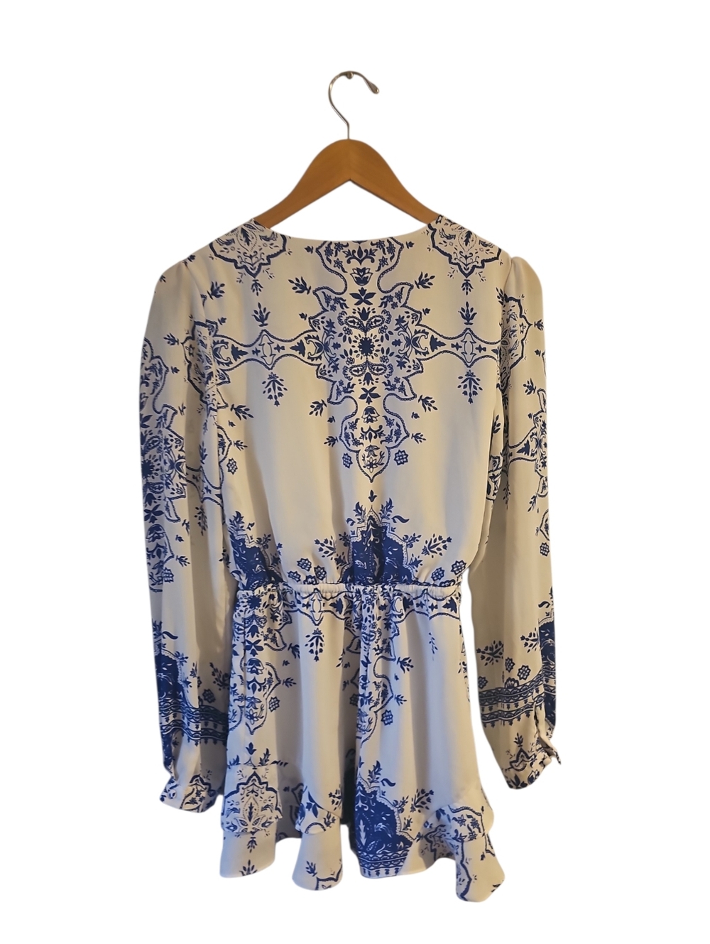 Lovers + Friends Spring Blossom Romper Blue And White Size Small New - Picture 8 of 9